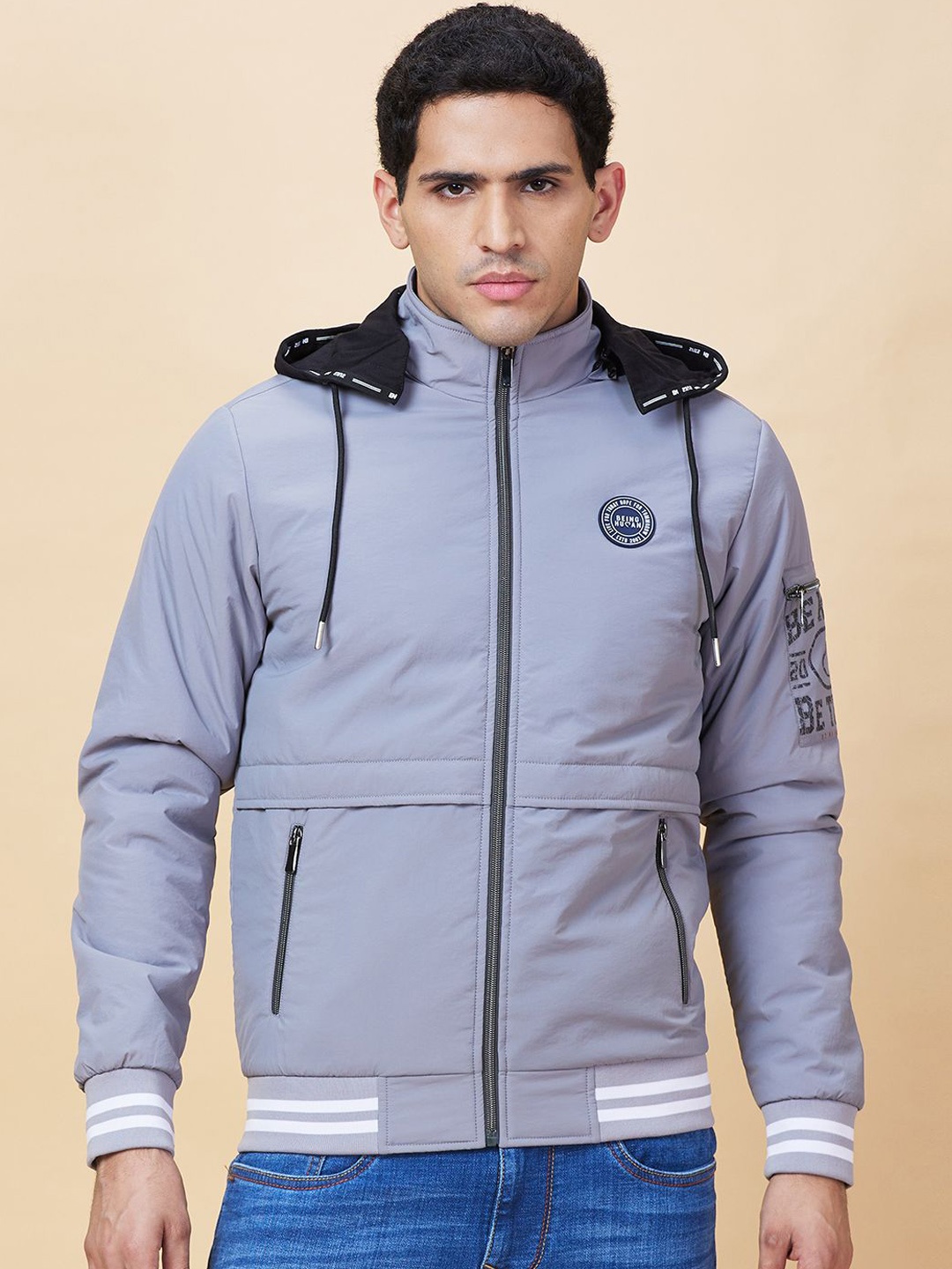 

Being Human Men Padded Jacket, Grey