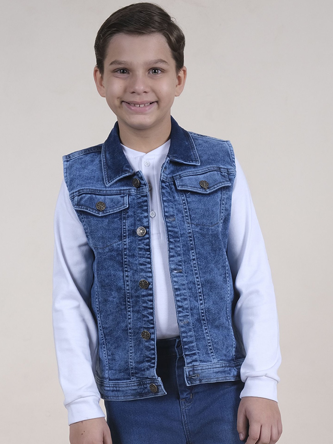 

KiddoPanti Boys Washed Denim Jacket, Blue