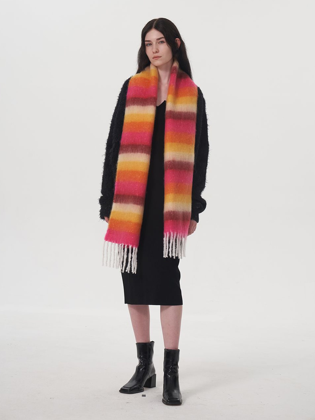 

JC Collection Women Striped Scarf, Rose