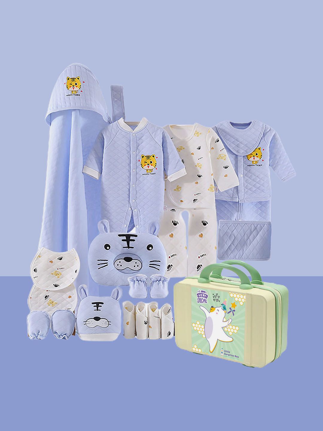 

Little Surprise Box LLP Infants Pack Of 21 Baby Apparel Gift Set, Blue