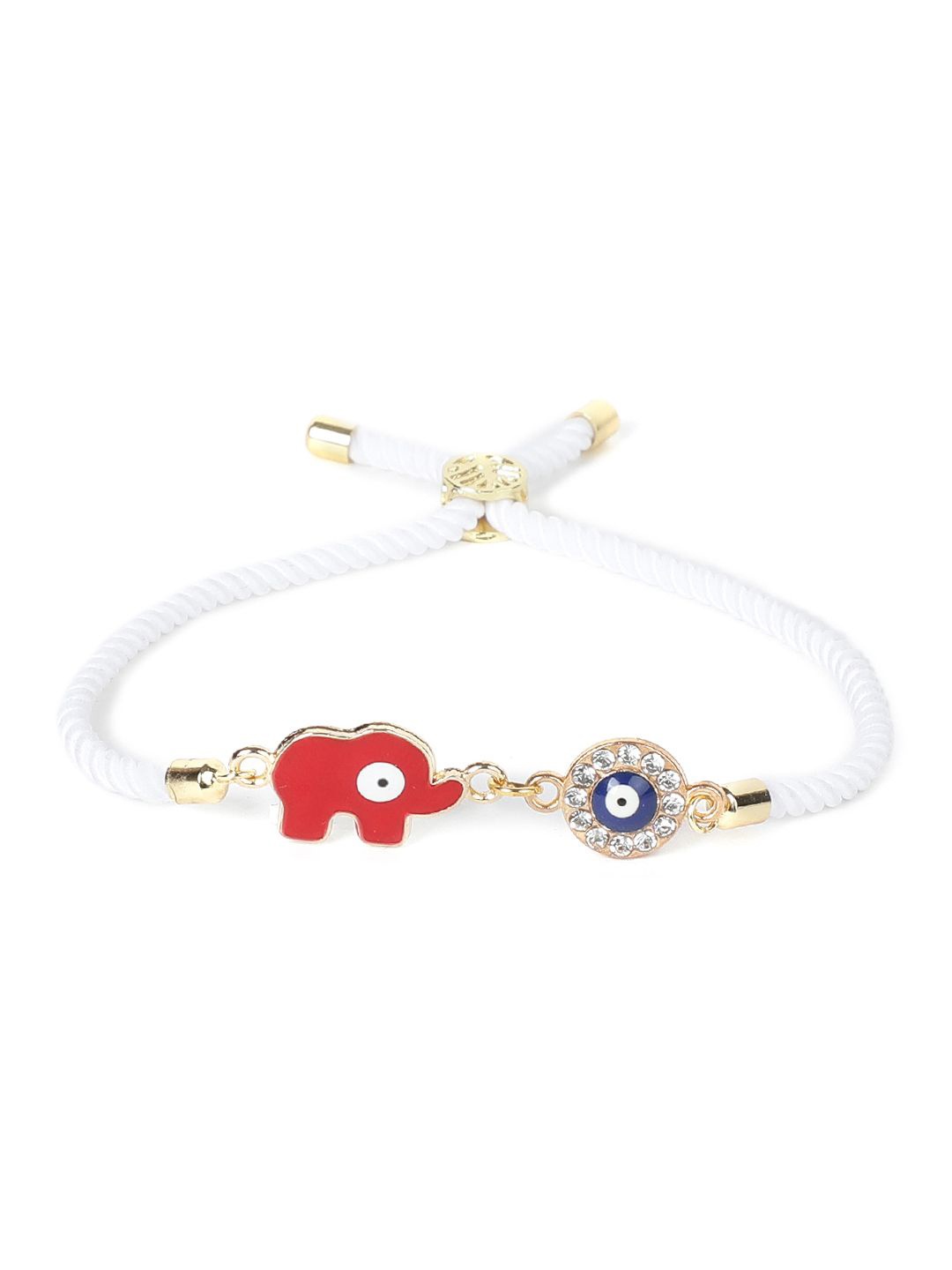 

EL REGALO Boys Evil Eye Artificial Stones Studded Wraparound Bracelet, White