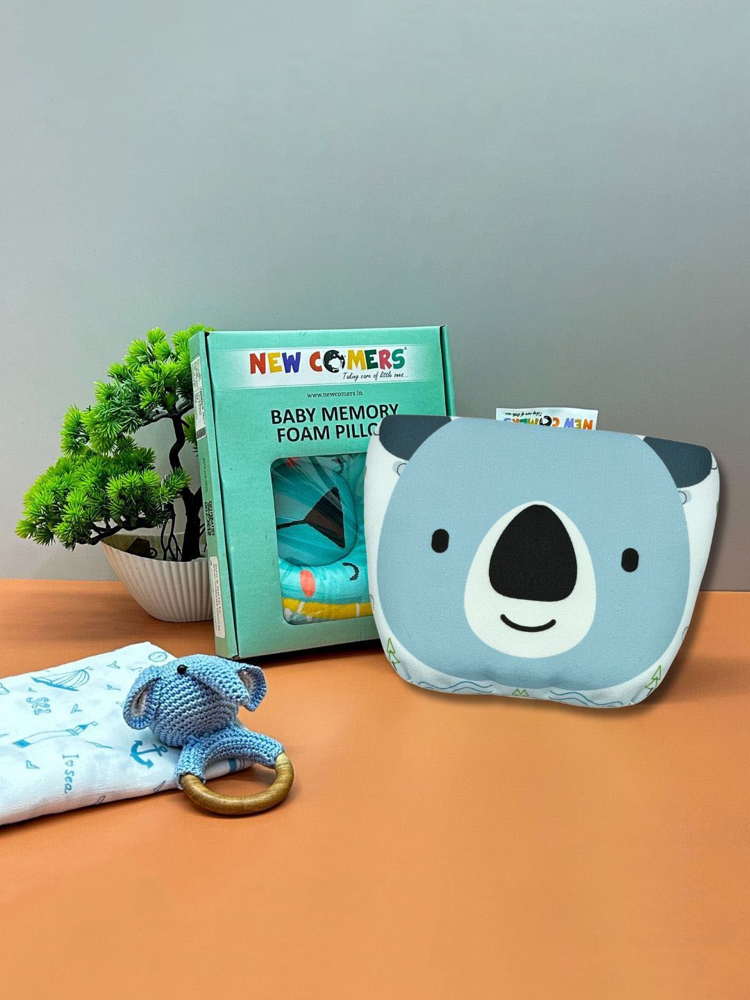 

NEW COMERS Infant Printed Baby Pillow, Blue