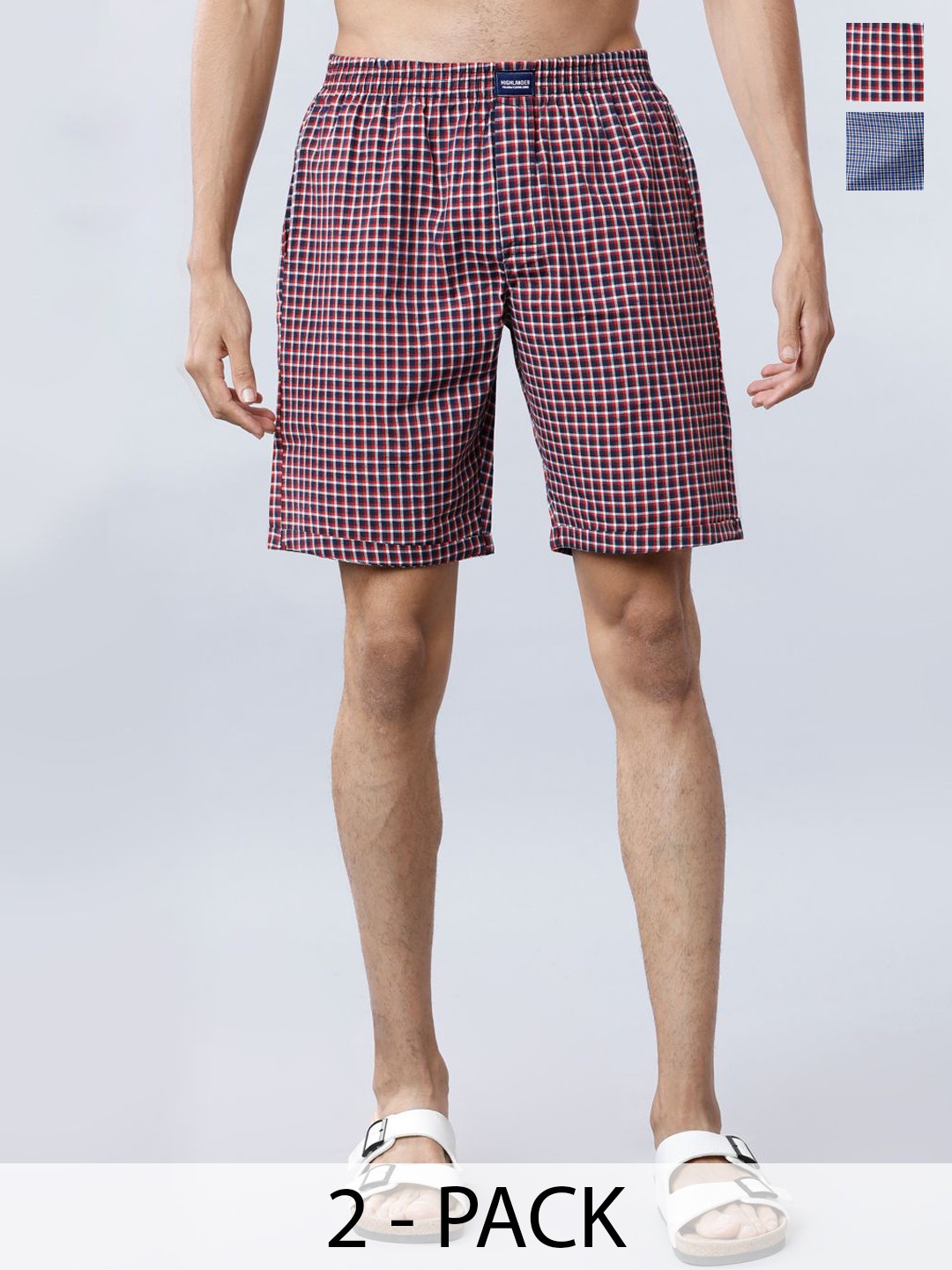 

HIGHLANDER Men Checked Technology Shorts, Black