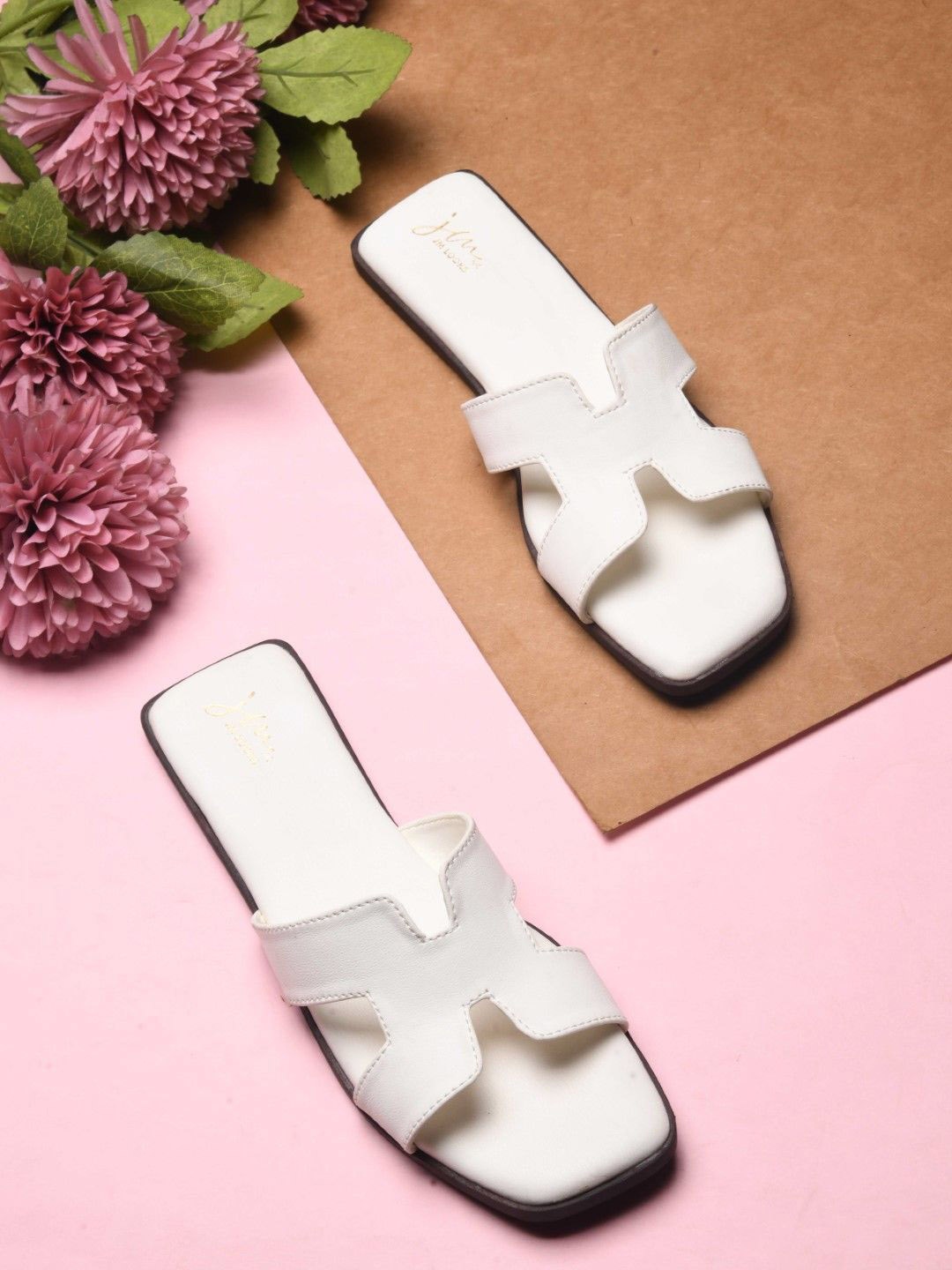 

JM Looks Women Open Toe Flats, White