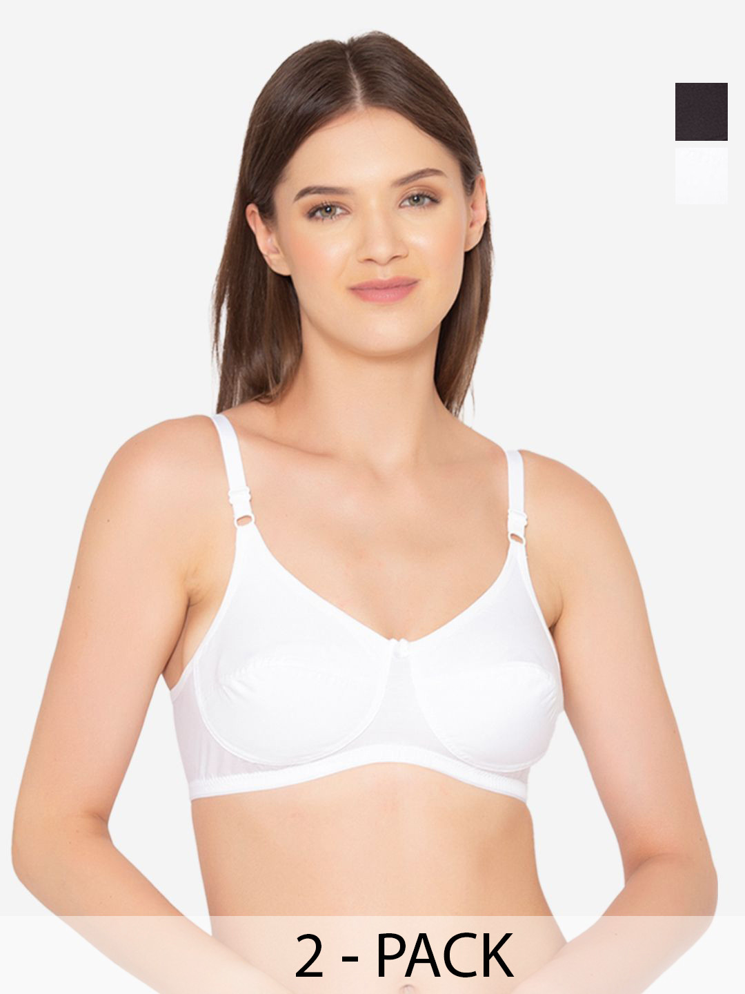 

GROVERSONS Paris Beauty Pack of 2 Women Solid Full Coverage Non-Padded Bra, White