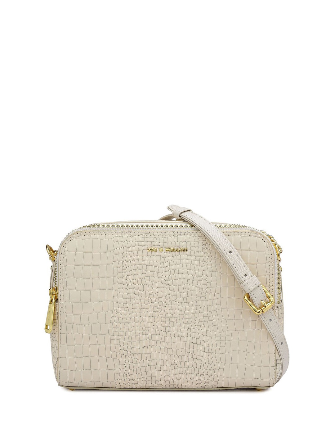 

Joe & Mellon Textured Leather Structured Sling Bag with Quilted, White