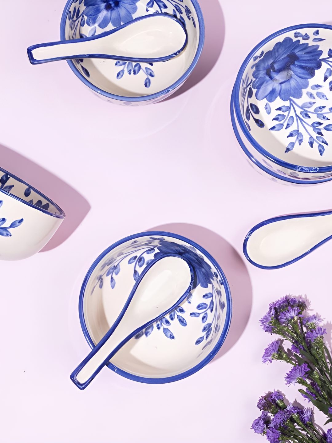 

AMALAFIEE CERAMICS Blue 2 Pieces Ceramic Microwave Safe Serving Bowl
