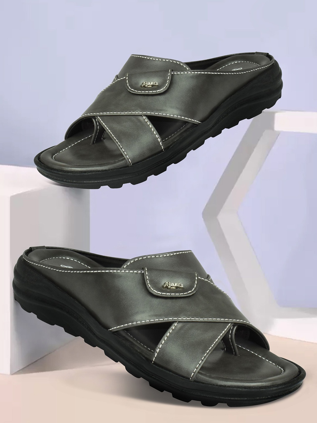 

Ajanta Men Synthetic Comfort Sandals, Grey