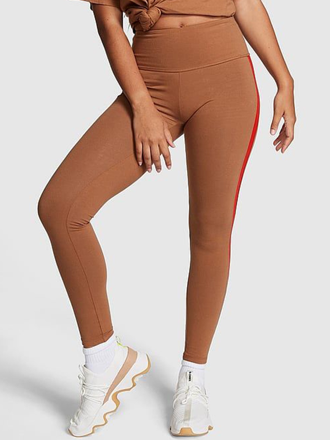 

Victoria's Secret Colour-Blocked Ankle-Length Gym Tights, Brown