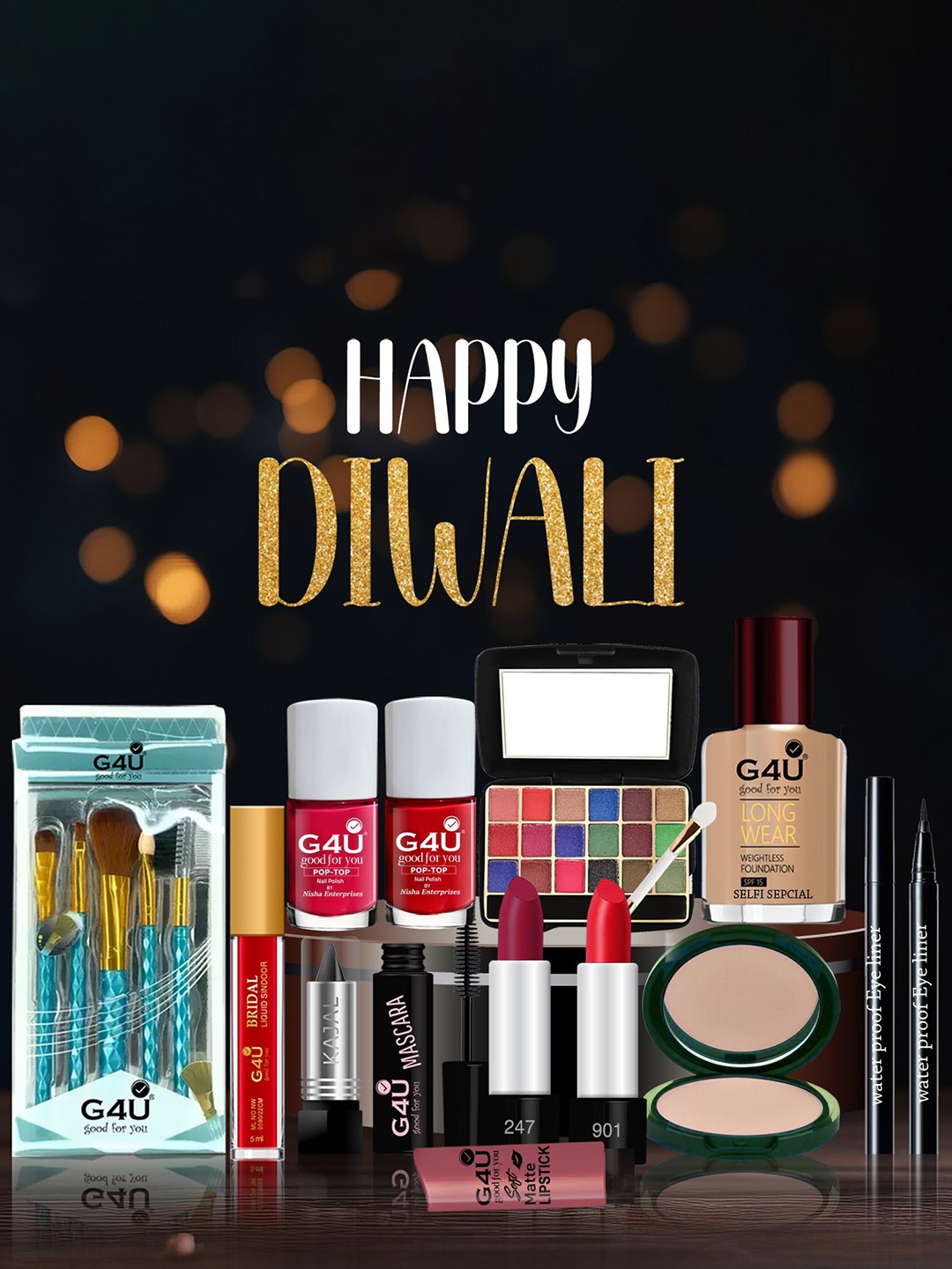 

G4U Set Of 16 Karwa Chauth Special Makeup Combo, Multi