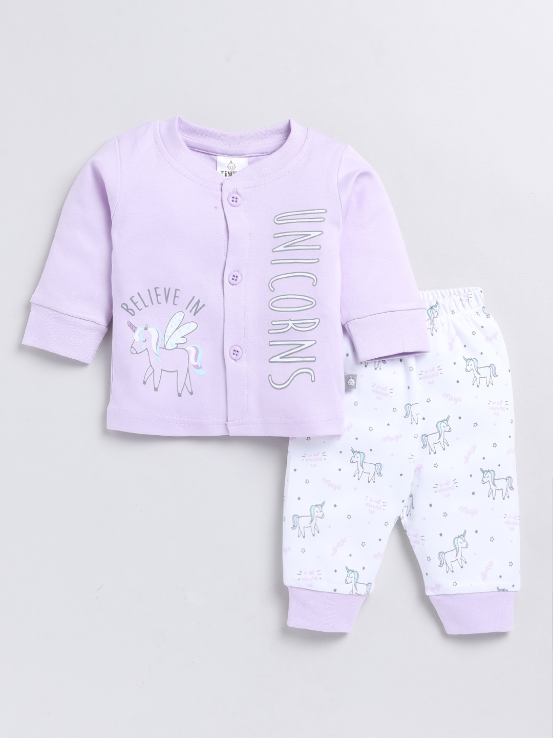 

YK X Tinyo Infant Boys Printed T-Shirt With Trousers, Lavender