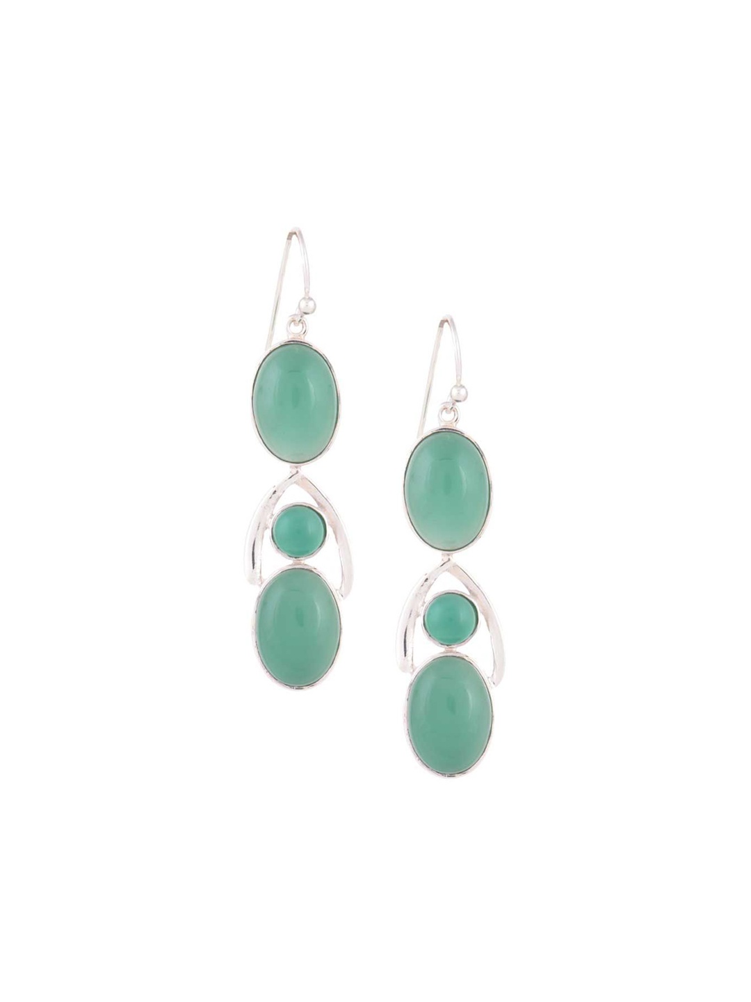 

Indianshelf 92.5 Sterling Silver Stone Studded Contemporary Drop Earrings