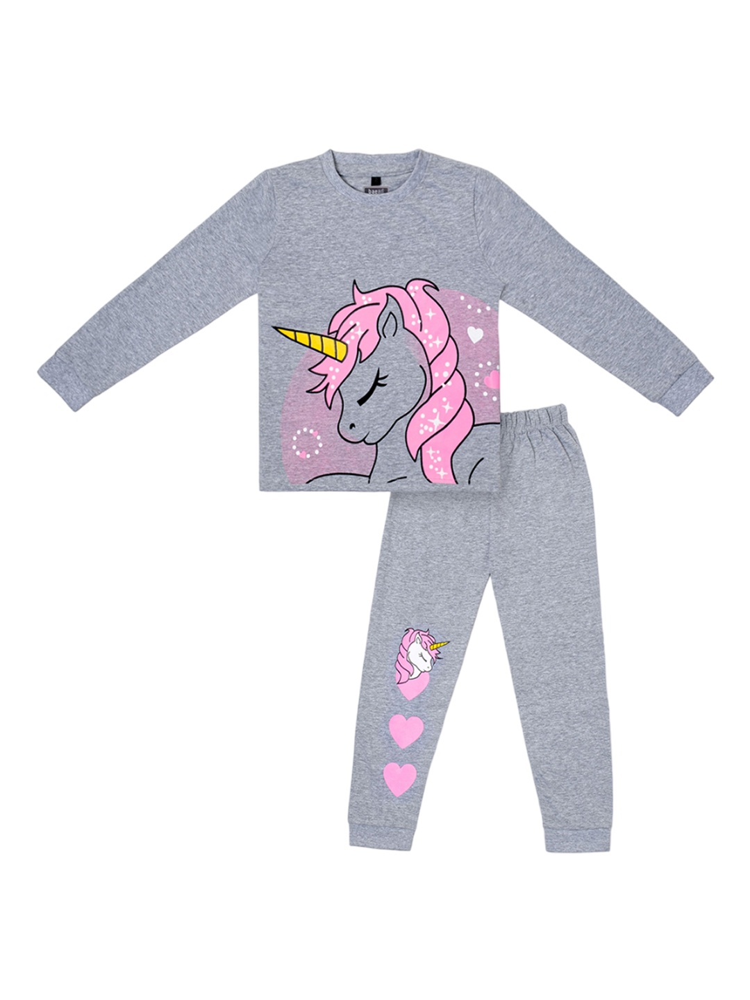 

BAESD Kids Printed Pure Cotton T-shirt With Joggers Set, Grey