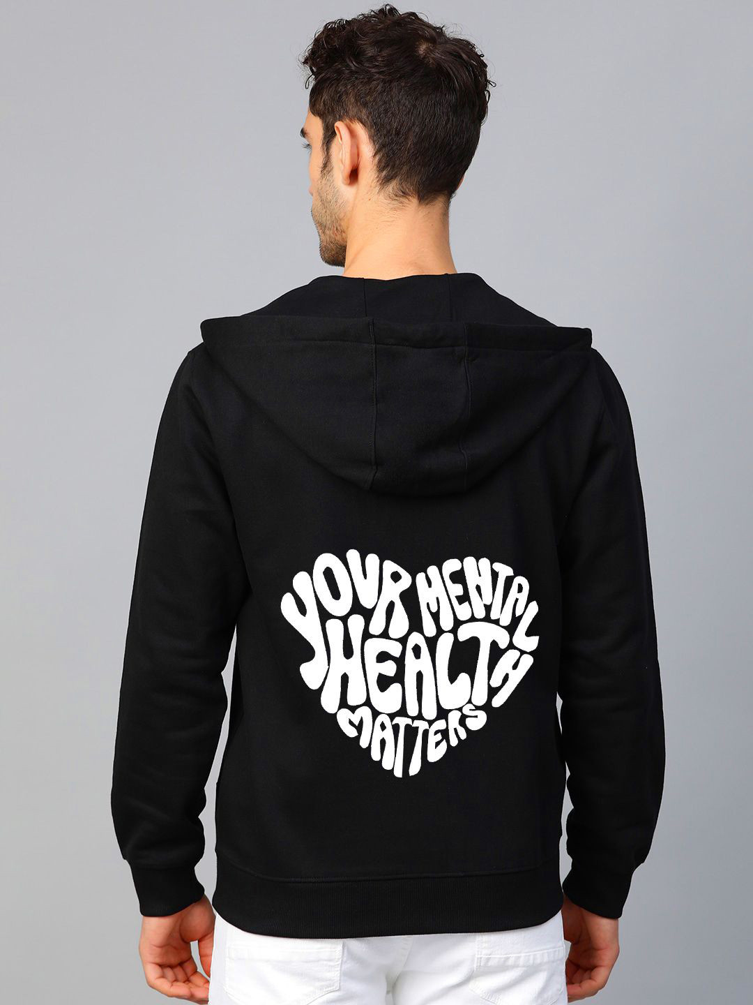 

FALTU.CO Men Graphic Printed Hooded Pure Cotton Sweatshirt, Black