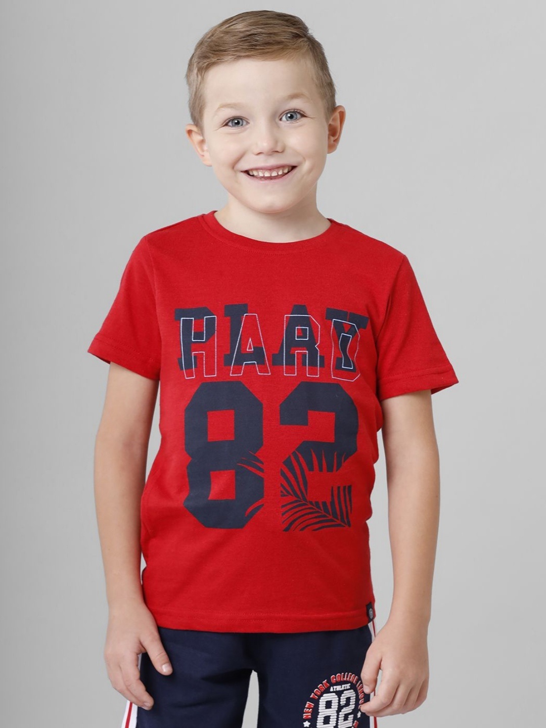 

BAESD Boys Typography Printed Round Neck Cotton T-shirt, Red