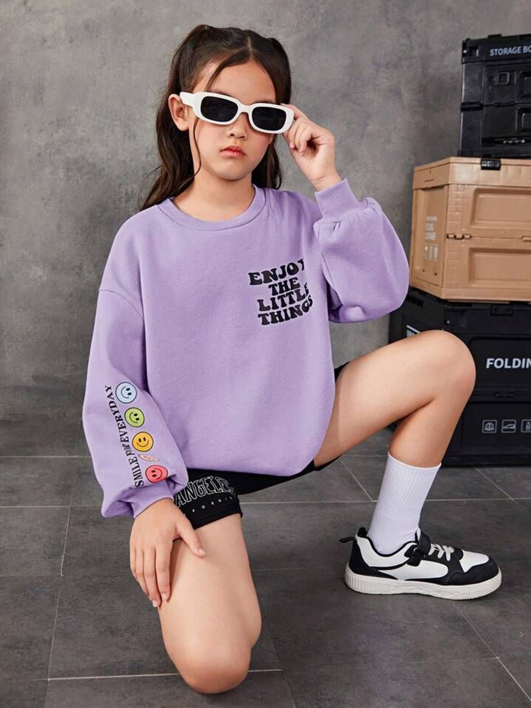

TABADTOD Unisex Kids Typography Printed Dry Fit Round Neck Sweatshirt, Lavender
