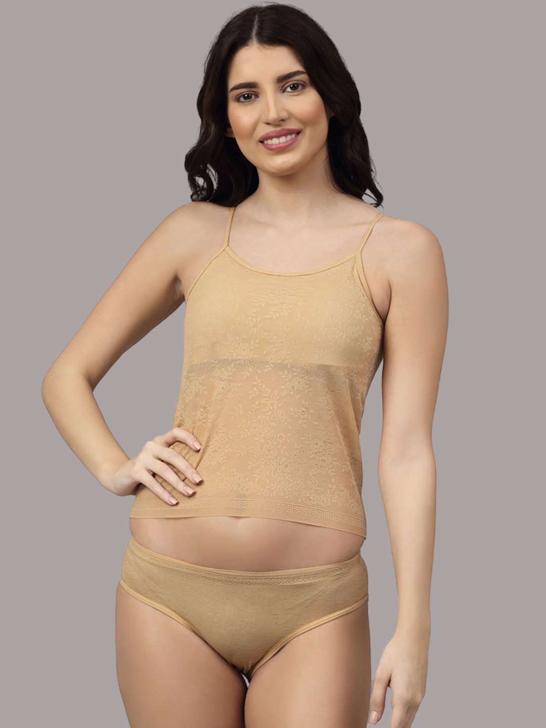 

AROUSY Self Design Lingerie Set A_June-Set1, Brown