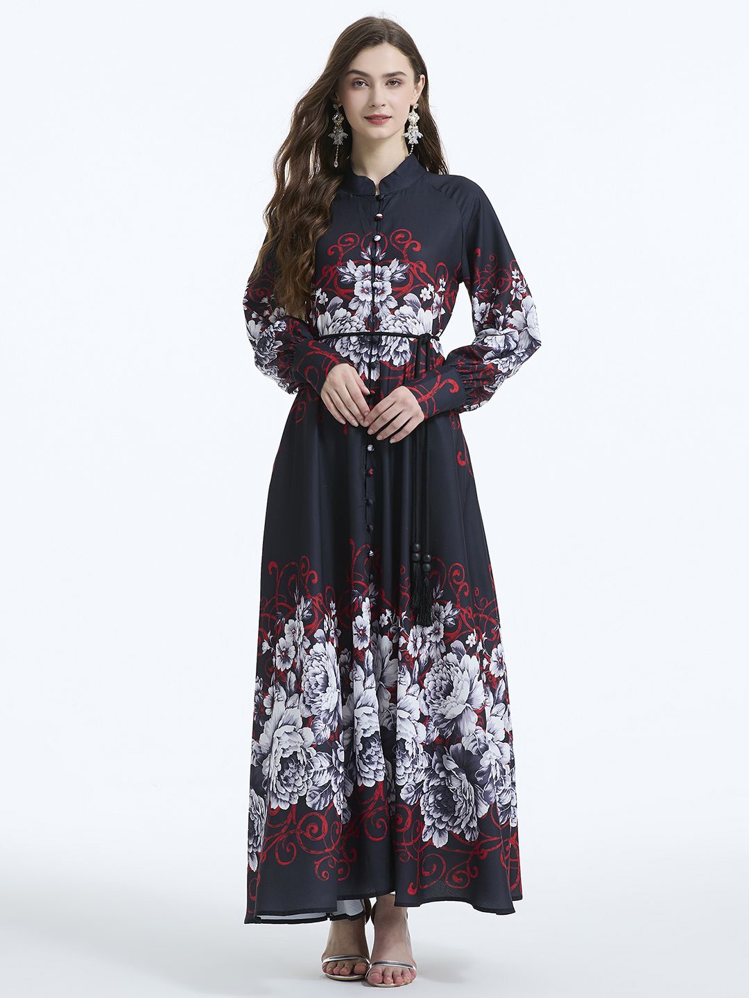 

JC Collection Ethnic Motifs Printed Maxi Dress, Black