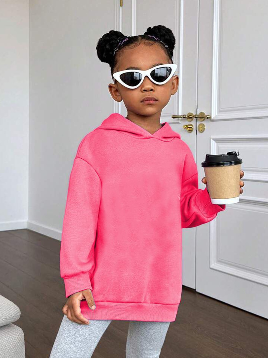 

TABADTOD Unisex Kids Solid Hooded Sweatshirt, Pink