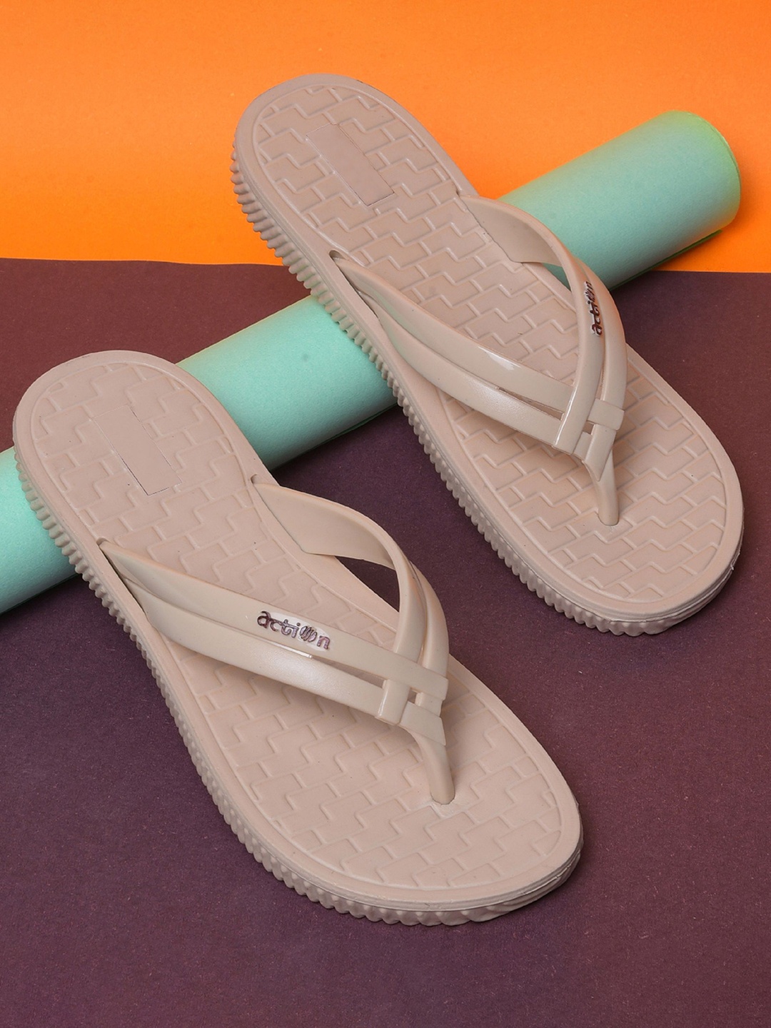 

Action Women Rubber Thong Flip-Flops, Beige