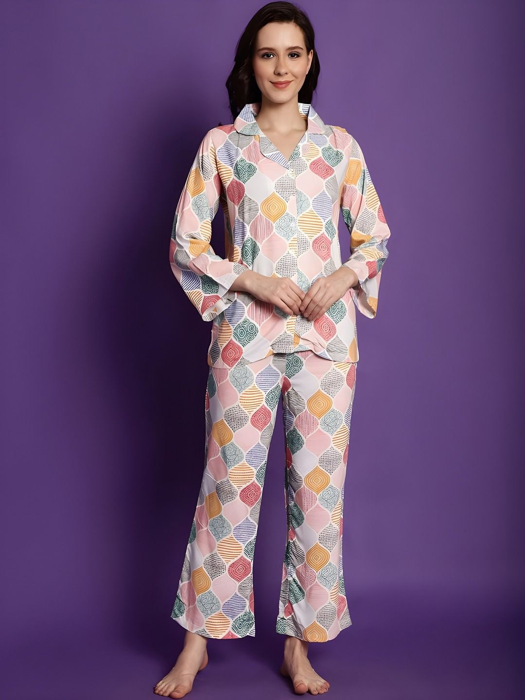 

NIJANAND TEXTILE Women Printed Pure Cotton Shirt with Trousers, Multi