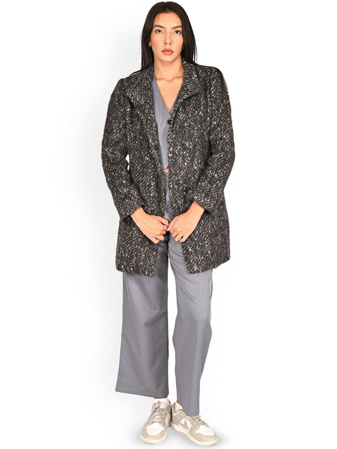 

ODETTE Women Open Front Jacket, Grey
