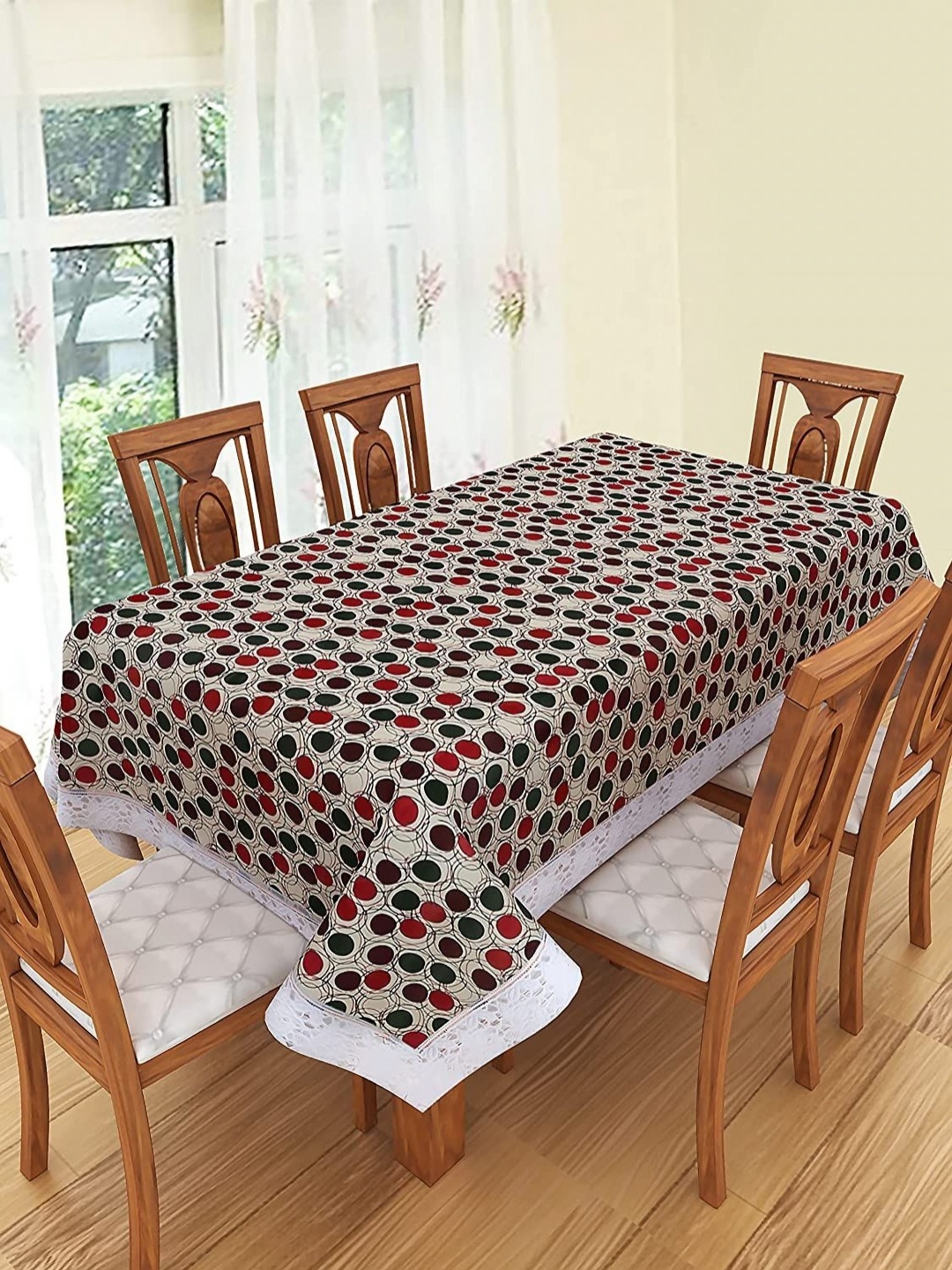 

LooMantha Black Geometric Printed Waterproof 6-Seater Table Cover