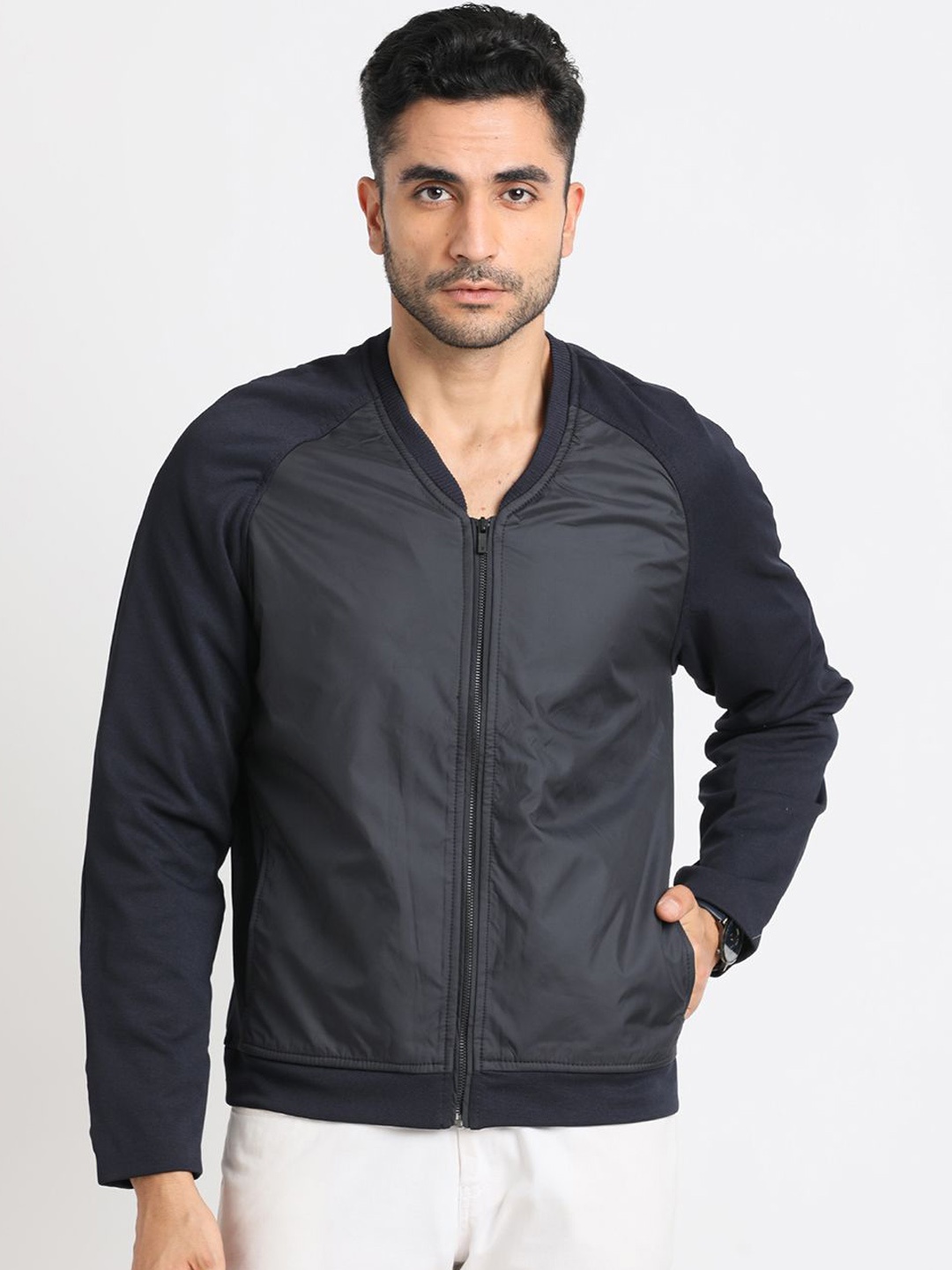 

Turtle Men Solid Windcheater Sporty Jacket, Navy blue