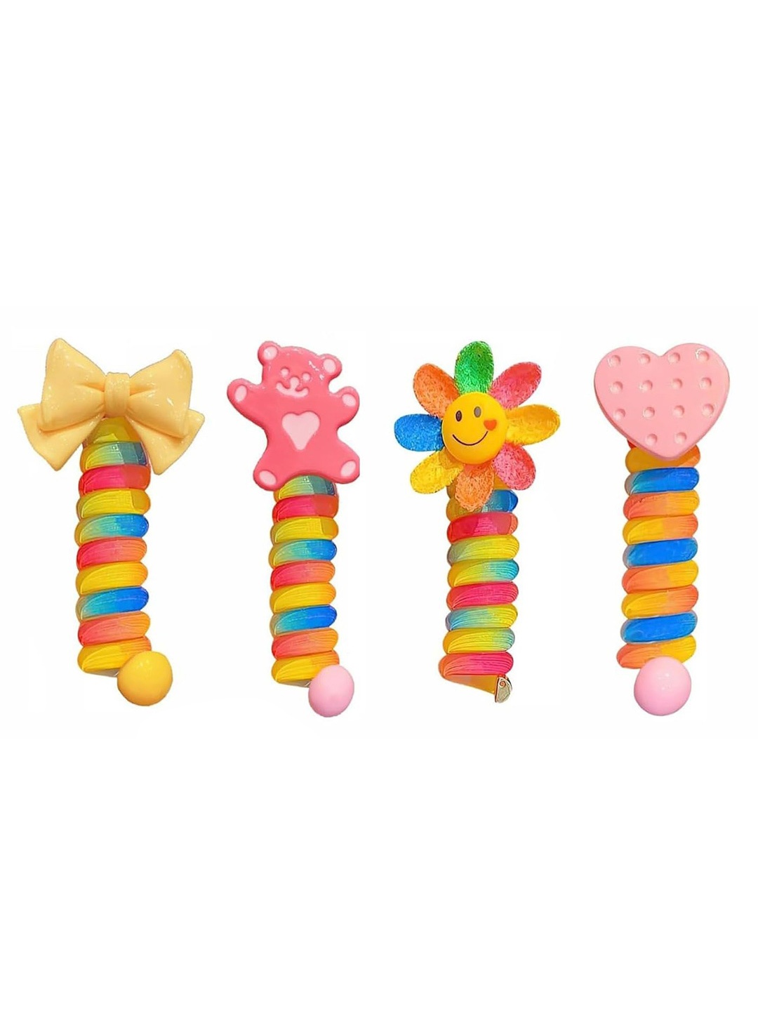 

BAESD Girls Set of 4 Spiral Ponytail Holders, Yellow