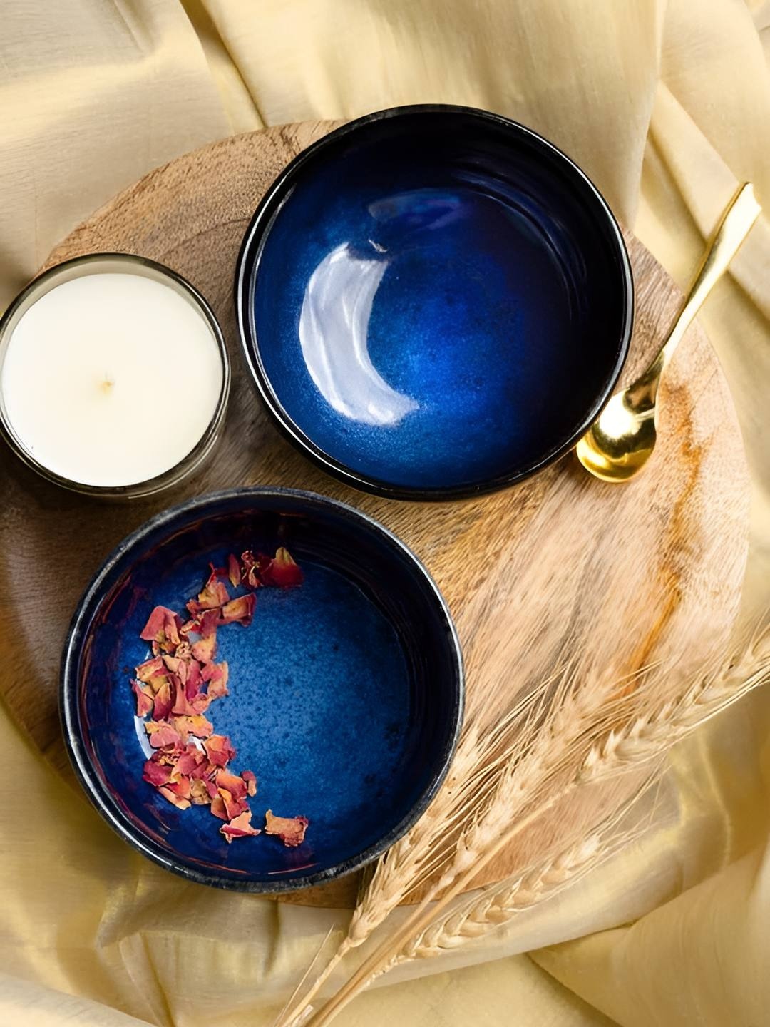 

AMALAFIEE CERAMICS Blue 2 Pieces Ceramic Microwave Safe Glossy Serving Bowls