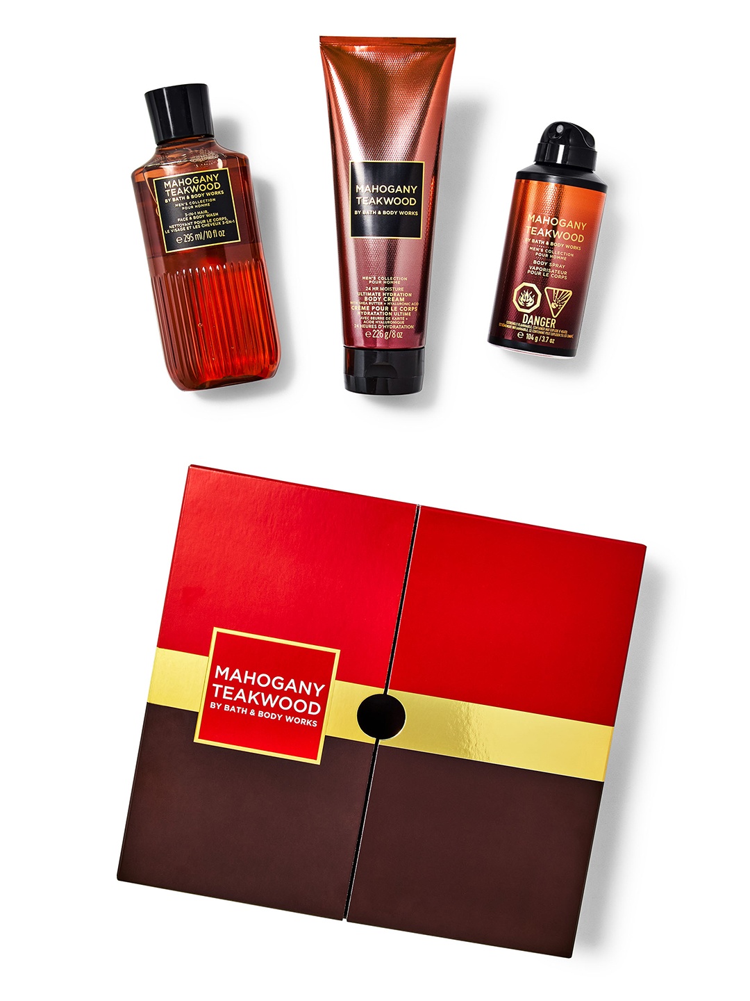 

Bath & Body Works Men Mahogany Teakwood Bath & Body Gift Set, Red