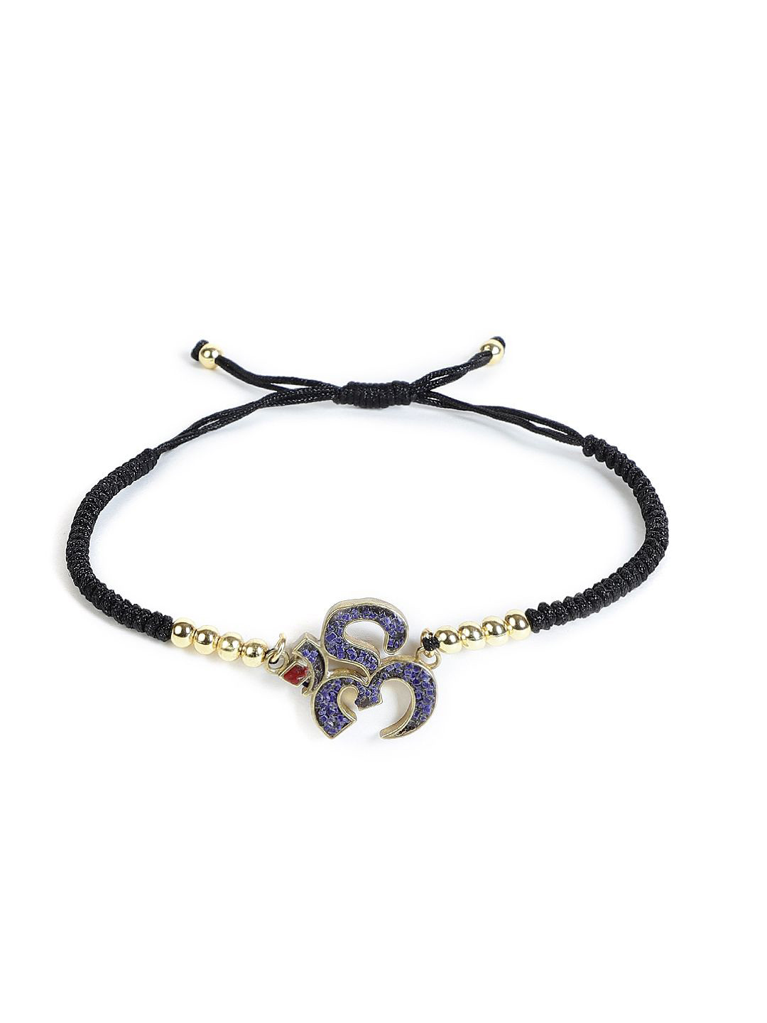 

EL REGALO Artificial Stones Studded Charm Bracelet, Black