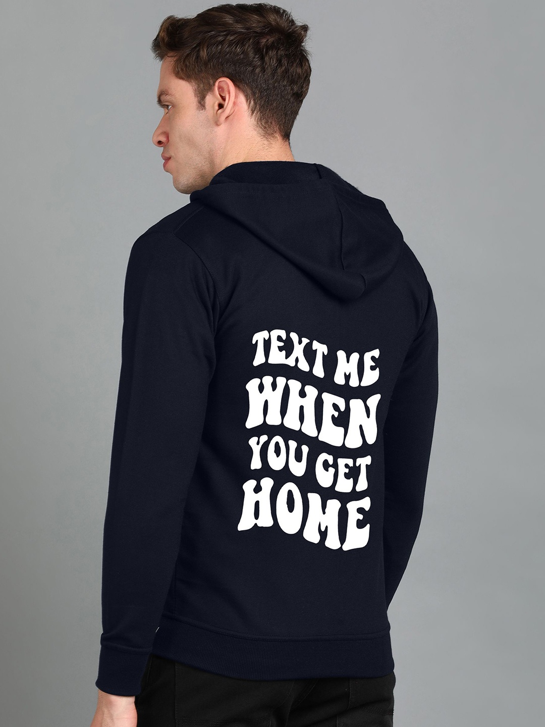 

FALTU.CO Men Typography Printed Hooded Ribbed Cotton Sweatshirt, Black