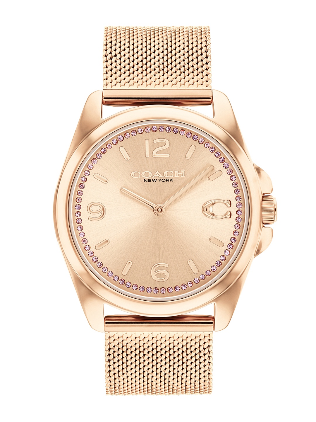 

Coach Women Greyson Embellished Dial Bracelet Style Straps Analogue Watch 14504143, Gold