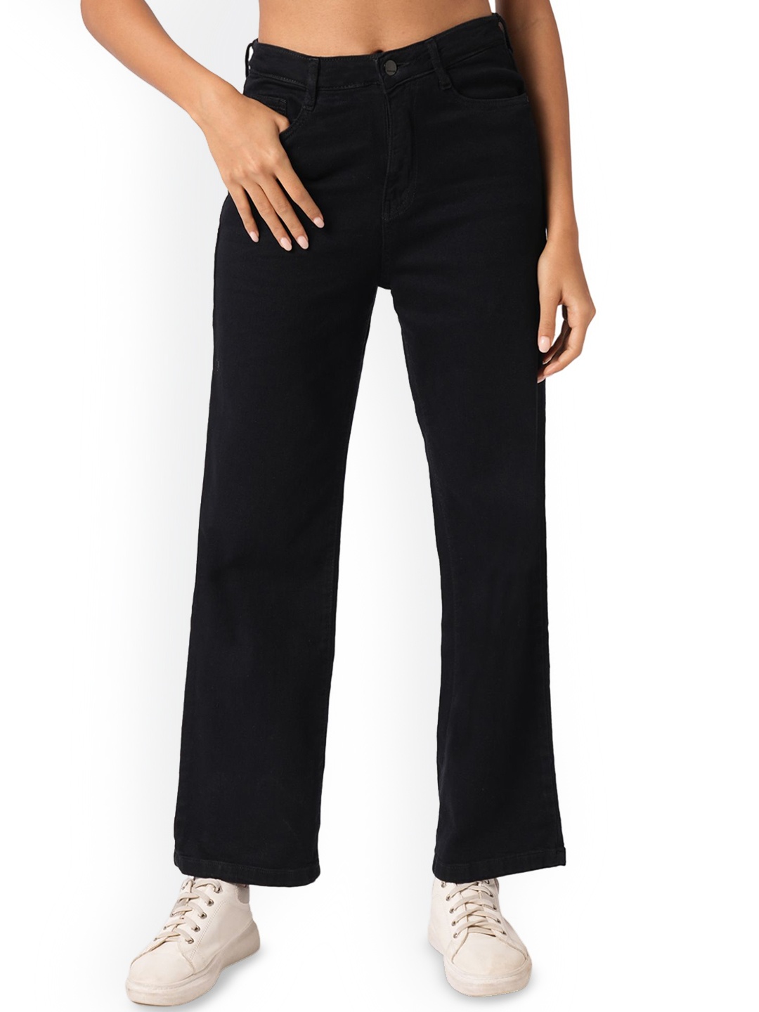 

Kraus Jeans Women Wide Leg High-Rise Stretchable Jeans, Black
