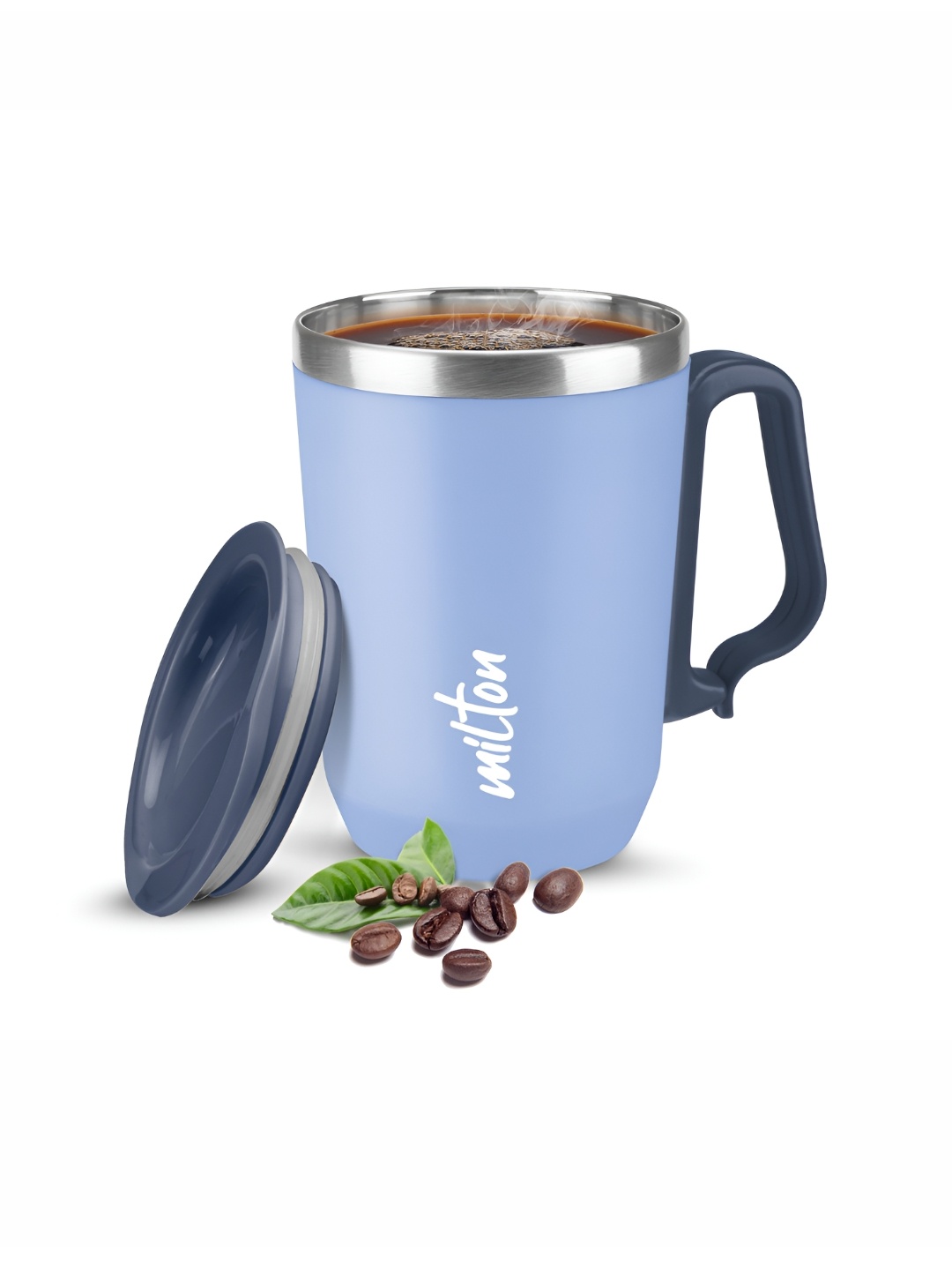 

Milton Cool Touch Coastal 350 Blue SS Non Insulated Mug with Handle & Lid-300 ml