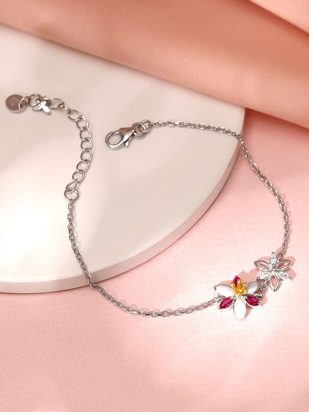 

GIVA 925 Sterling Silver Rhodium-Plated Trillium Link Bracelet