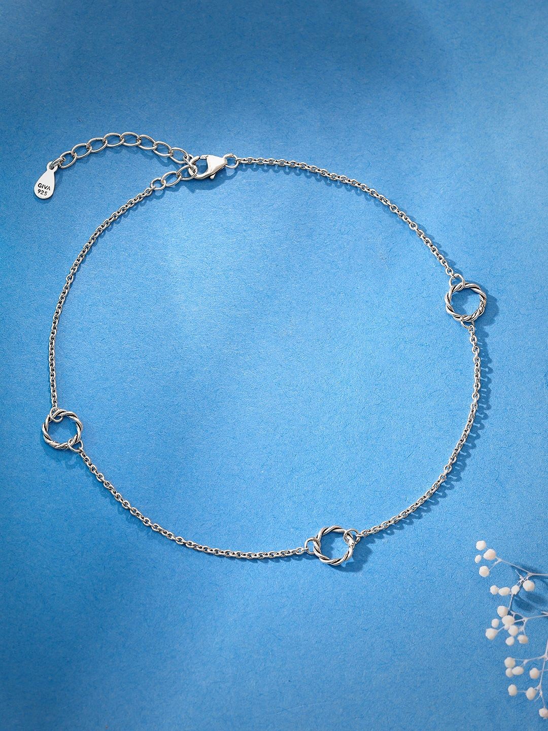 

GIVA 925 Sterling Silver Rhodium-Plated Classy Encircled Anklet