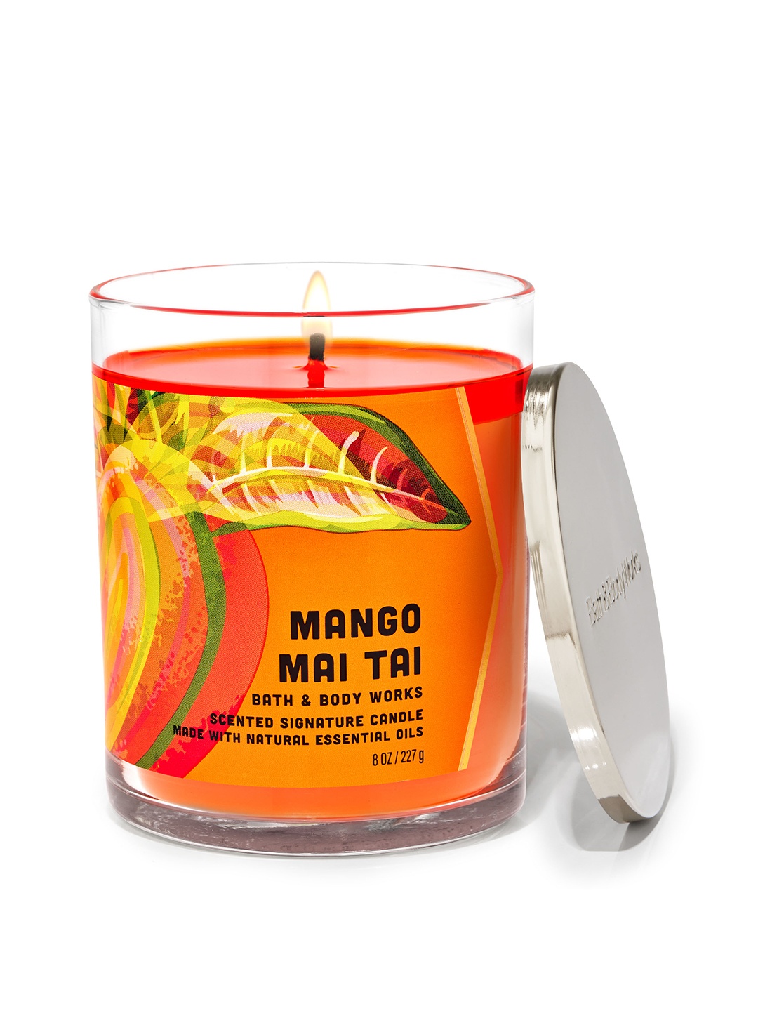 

Bath & Body Works Mango Mai Tai Signature Single Wick Candle with Essential Oils - 227 g, Orange