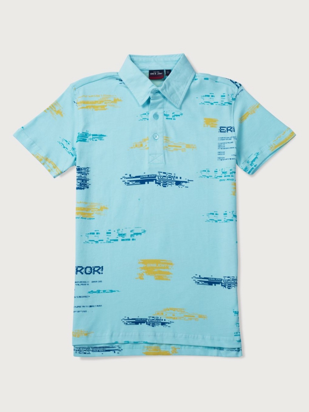 

Gini and Jony Boys Abstract Printed Polo Collar Cotton T-shirt, Blue