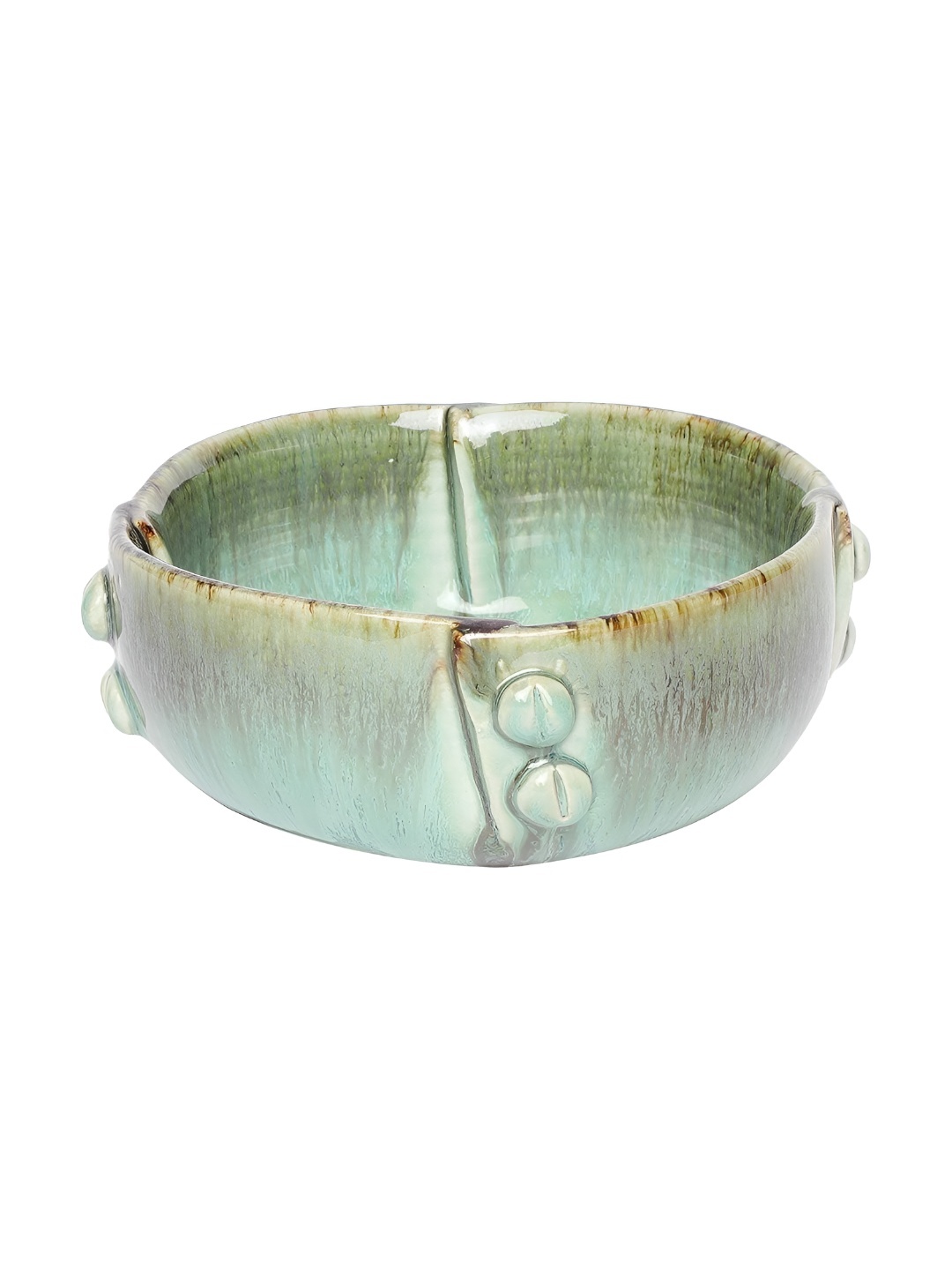 

AMALAFIEE CERAMICS Green & Brown Textured Ceramic Microwave Safe Dip Bowl