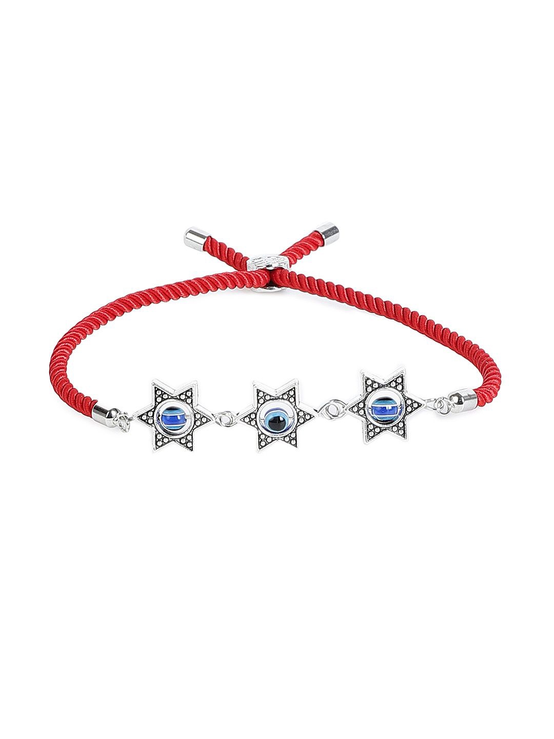 

EL REGALO Unisex Evil Eye Wraparound Bracelet, Silver