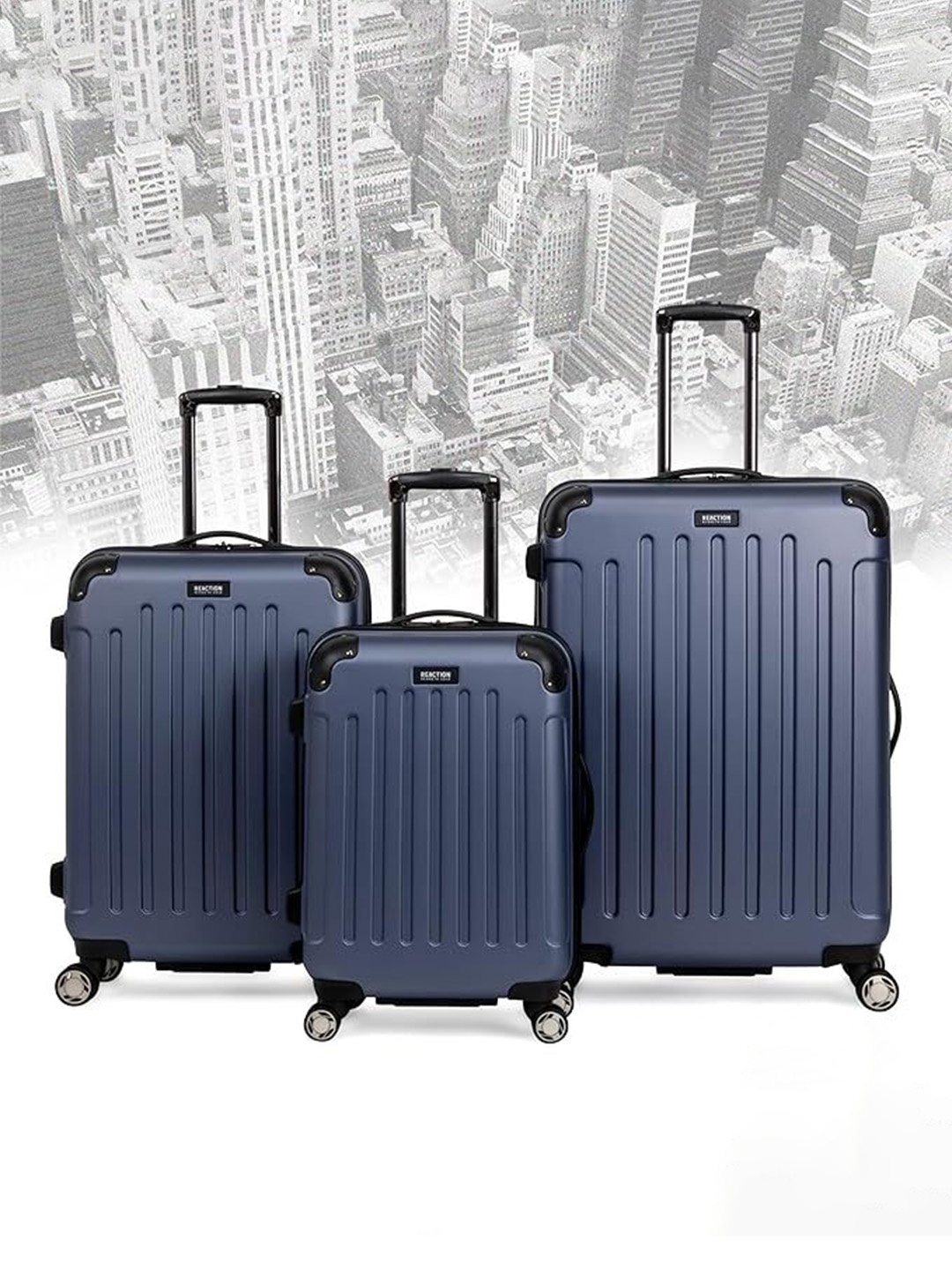 

Kenneth Cole Set Of 3 Textured Hard-Sided Trolley Suitcase, Purple