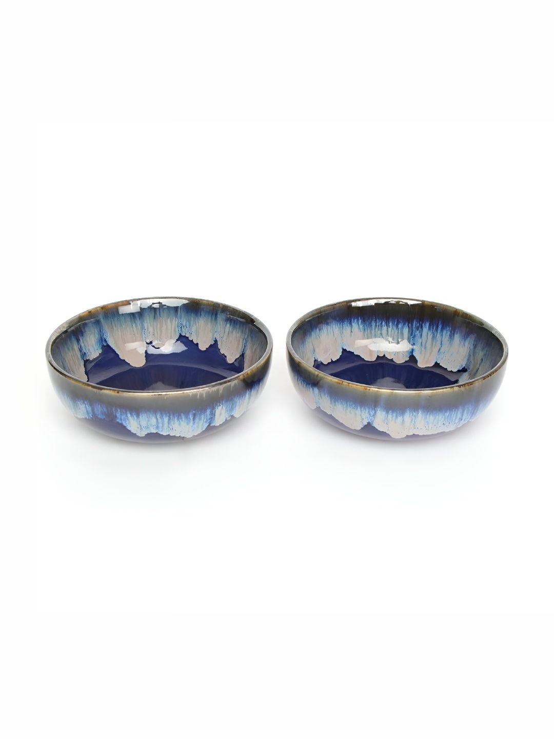 

AMALAFIEE CERAMICS Blue 2 Pieces Printed Ceramic Microwave Safe Serving Bowls