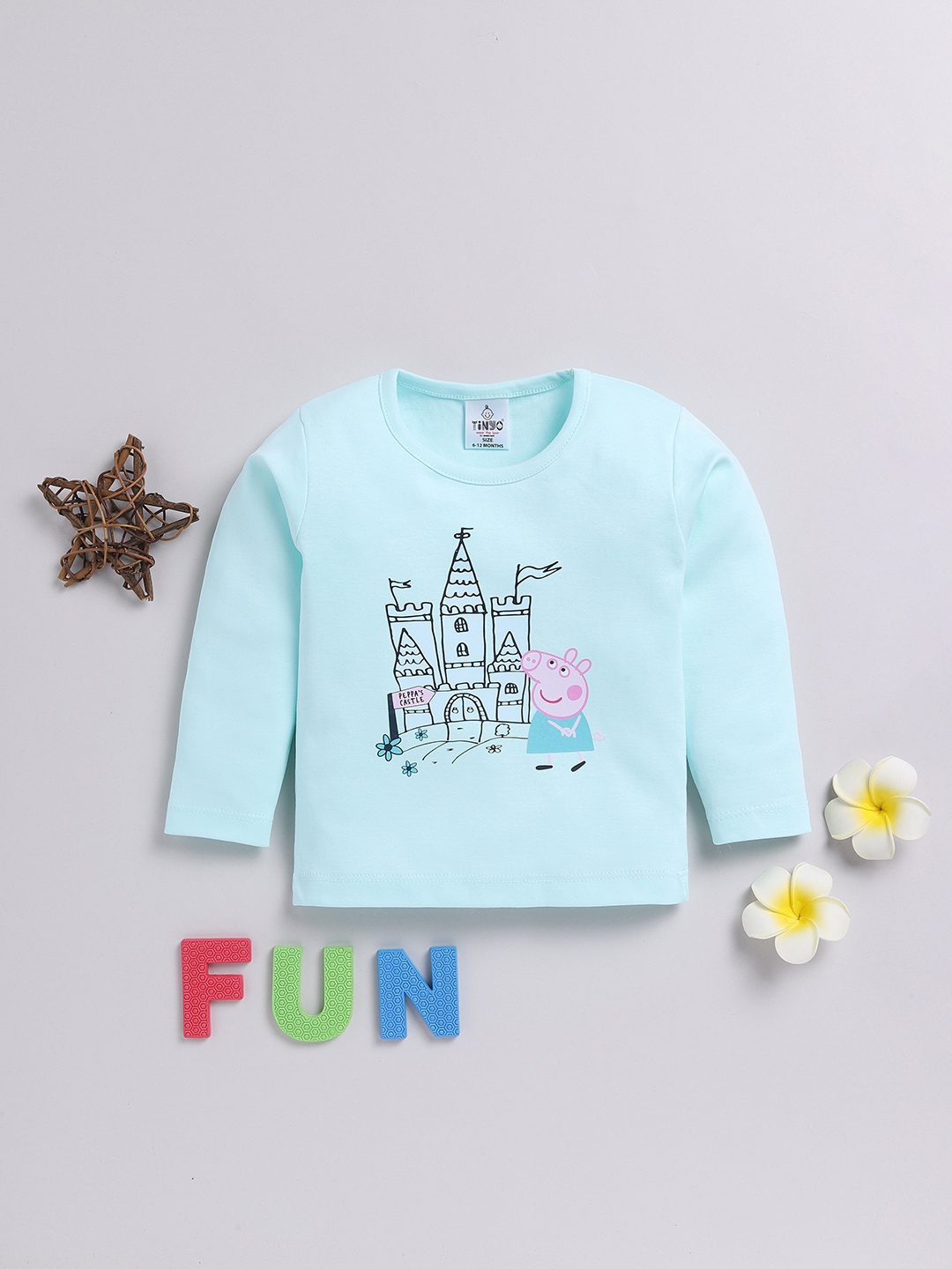 

YK X Tinyo Infant Girls Pack of 3 Printed Pure Cotton T-shirts, Blue