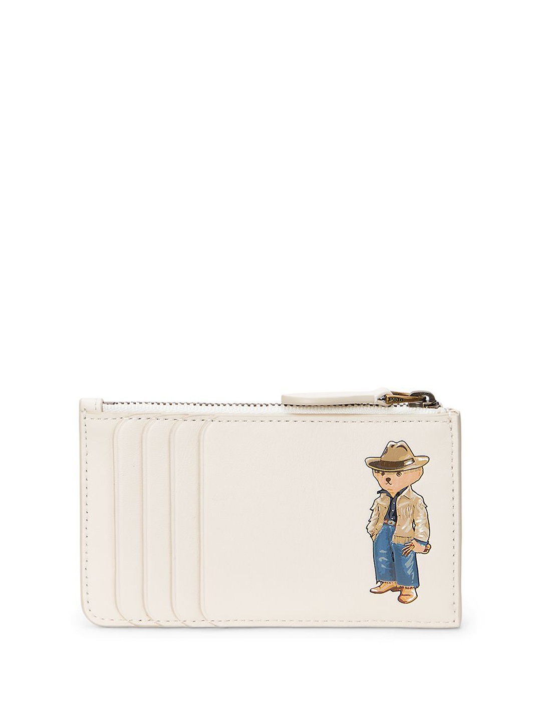 

Polo Ralph Lauren Women Polo Bear Leather Zip Card Case, White