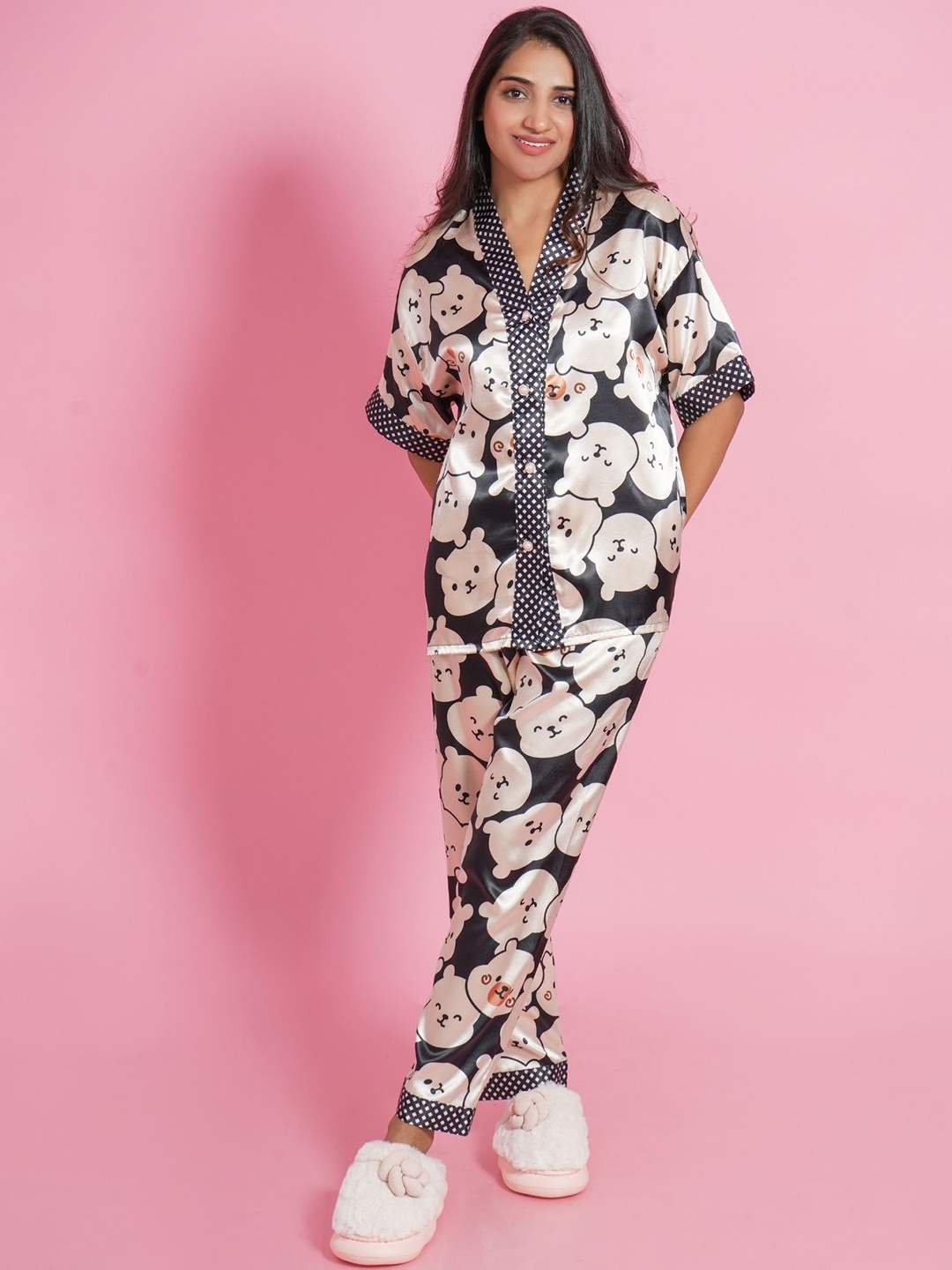 

ANSEE by Addery Women Printed Night suit, Black