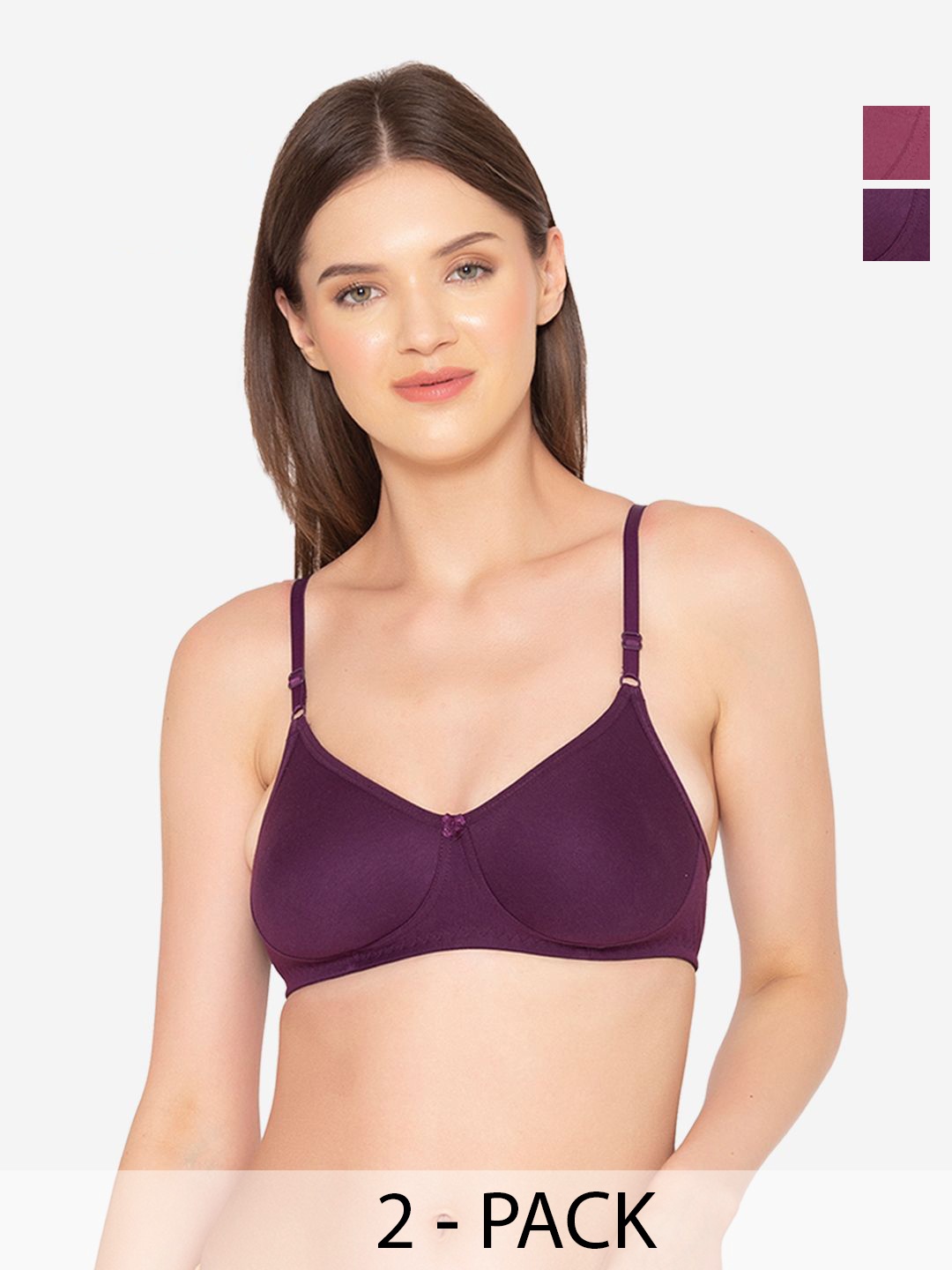 

GROVERSONS Paris Beauty Women Everyday Full Coverage Pack of 2 T-Shirt Bra, Purple