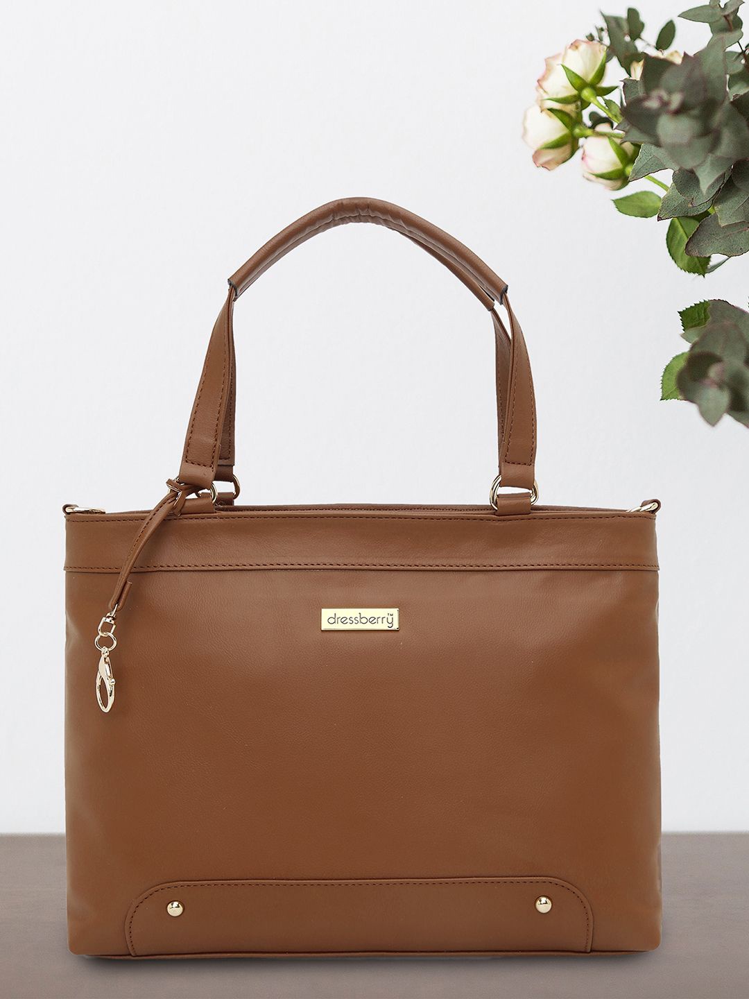 

DressBerry Women Solid Swagger Handheld Bag, Tan