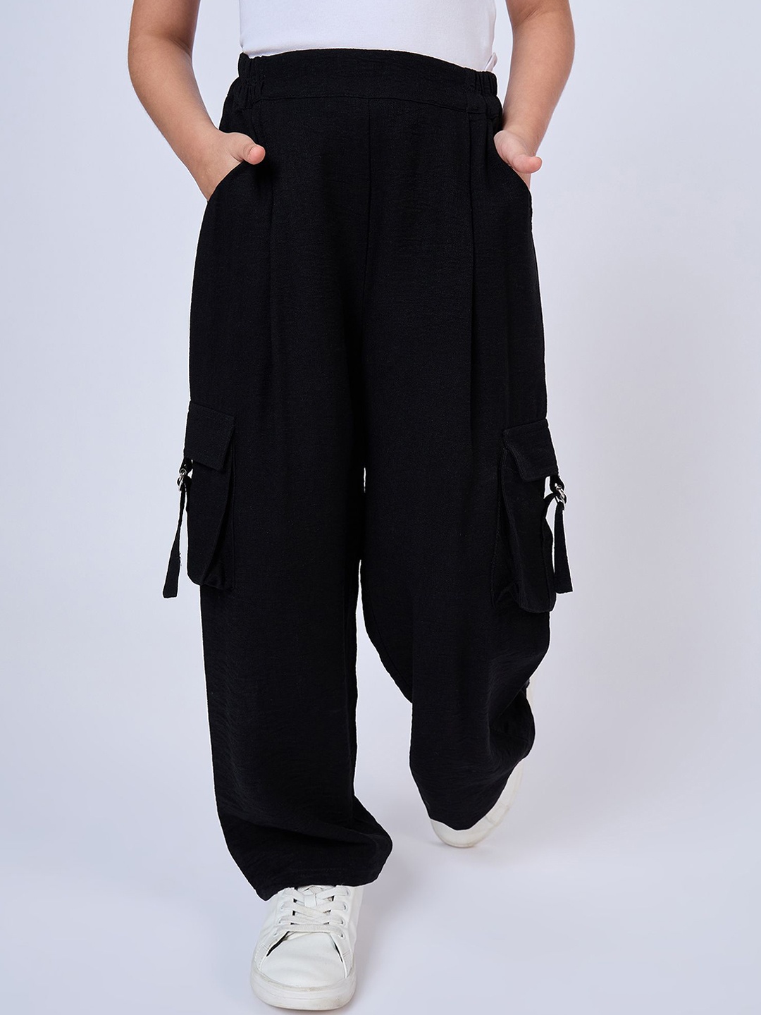 

Peppermint Girls Textured Straight Fit Trousers, Black